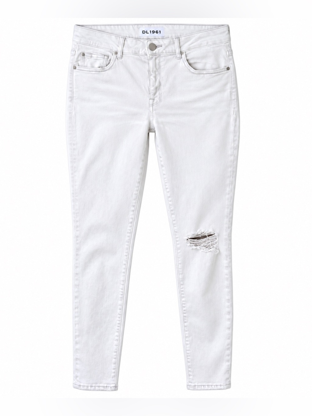 DL1961 Margaux Instasculpt White Distressed Ankle Skinny Jeans Size 30